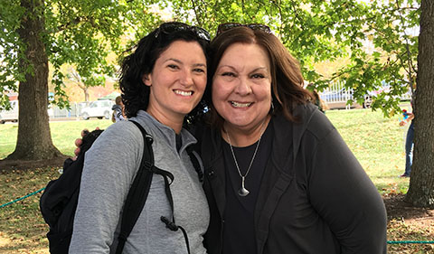 Della Winters and Christine Mattley, Associate Professor and Chair at Department of Sociology and Anthropology Tailgate Event during 2016 Homecoming