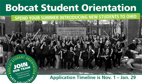 Bobcat Student Orientation 2017 application; application is Nov. 1 through Jan. 29